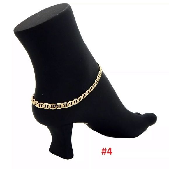 14K Gold Plated Stamped Ankle Bracelets - Picture 5 of 5
